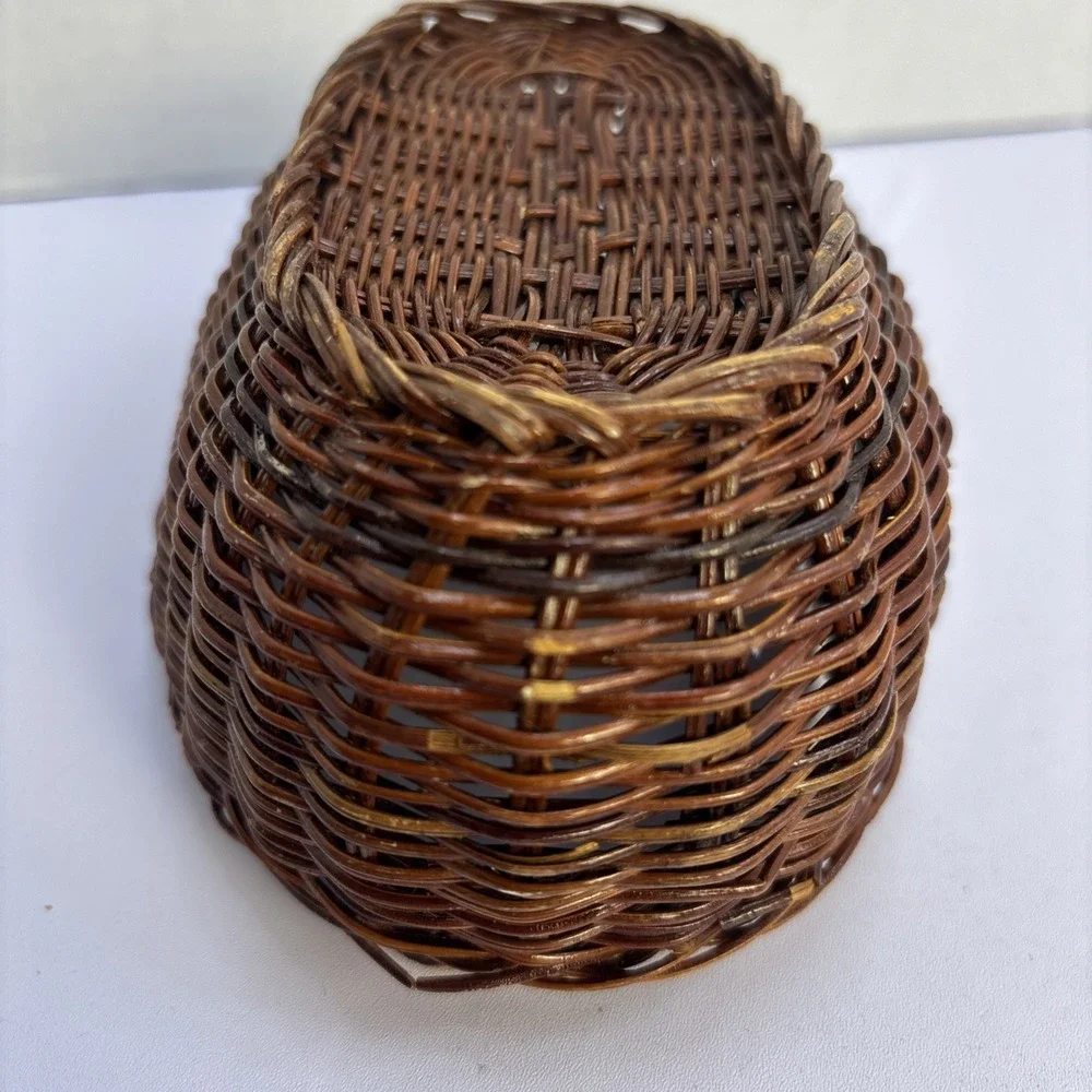 Bunny Rabbit Figural Basket Vtg Brown Wicker Woven‎ Rattan Storage Decorative 7